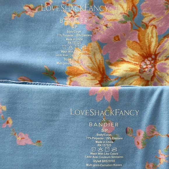 NWOT LoveShackFancy x Bandier Strappy Bra Mixed-Print Leggings Carnation Kisses - Picture 3 of 16
